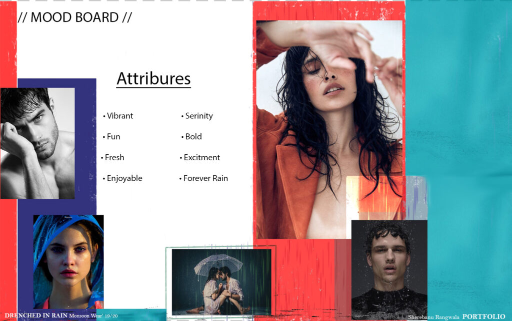 drenched in rain mood board